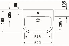 Duravit D-CODE lavoar suspendat 60x46 cm, ceramică, alb lucios - 23986000002