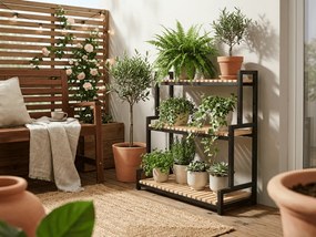 Suport de flori GREENY 3 etajere 95x80 cm, negru / decor stejar