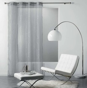 Perdea aerisită, modernă, gri deschis, cu motiv argintiu 140 x 240 cm