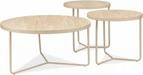 Set 3 măsuțe cafea DEMETER, bej/cașmir, ceramică/metal