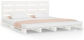 3120163 vidaXL Cadru de pat dublu, alb, 135x190 cm, lemn masiv de pin
