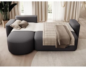 Colțar gri închis extensibil/cu spațiu de depozitare cu tapițerie din chenille (cu colț pe partea stângă/cu șezlong) Aurumm – ELTAP