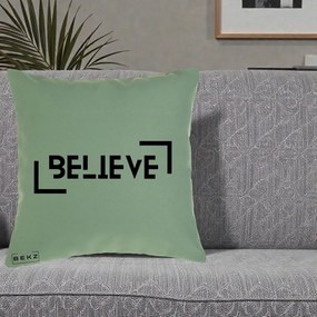 Perna Decorativa Believe Minimalist, 40x40 cm, Verde, Husa Detasabila, Perna Inclusa, BEKZ®