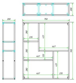 Bibliotecă de perete neagră cu aspect de lemn de frasin 75x91 cm Seaford – Actona