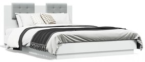 Cadru de pat cu tăblie, alb, 140x200 cm, lemn prelucrat