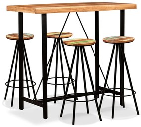 Set mobilier bar, 5 piese, lemn masiv acacia si lemn reciclat 5