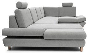 Colțar tapițat extensibil AVESTA în formă de U, cu spațiu de depozitare, gri