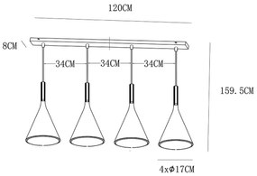 Lucide 35410/04/30 - Lustră pe cablu GIPSY 4xE27/25W/230V