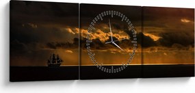 Tablou unei vele în apus de soare (cu ceas) (90x30 cm)
