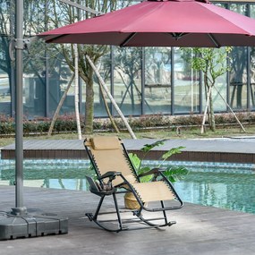 Scaun Ergonomic Outsunny, pliabil din Textilene si cadru din Otel, Bej | Aosom RO