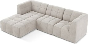 Colțar bej cu tapițerie din catifea (cu colț pe partea stângă/cu șezlong) Aloha – Makamii