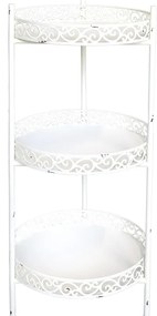 Etajera, alba, din metal, cu 3 rafturi, aspect vintage