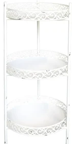 Etajera, alba, din metal, cu 3 rafturi, aspect vintage