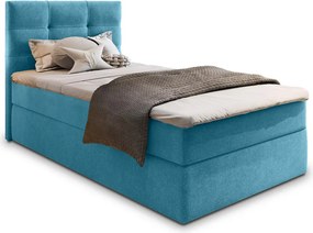 Pat boxspring tapițat GLORIEN VELVET 90x200 cm albastru Saltea: Saltea cu arcuri Bonell