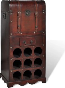 vidaXL Suport sticle vin pentru 9 sticle, lemn, spațiu de depozitare