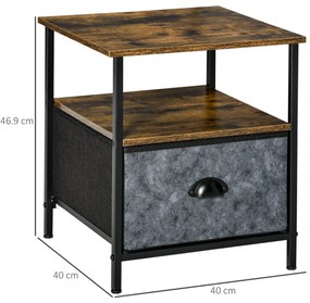 HOMCOM noptiera stil industrial, cu sertar, 40x40x46.9 cm | AOSOM RO