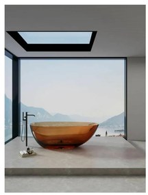 Cada freestanding din rasina transparenta Rune Mond maro-cupru 170x87 cm