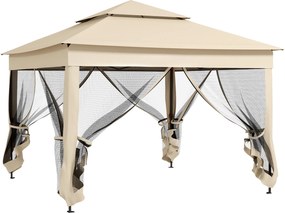 Outsunny Tonelă de grădină pop-up pliabilă 3 x 3 m metal poliester impermeabil anti-UV plase de țânțari sac de transport crem | Aosom Romania