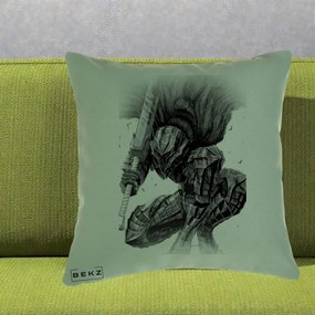 Perna Personalizata Berserk Guts Armor of Darkness Manga, 40x40 cm, Verde, Husa Detasabila, Perna Inclusa, BEKZ®