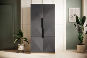 Dulap Asha 100 cm și mânere metalice - artisan / rivier piatra mat / mânere negre