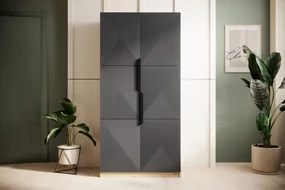 Dulap Asha 100 cm și mânere metalice - artisan / rivier piatra mat / mânere negre