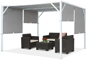 Pergolă metalică pentru terasă Santorini 3 x 3 m alb-antracit Garden Point