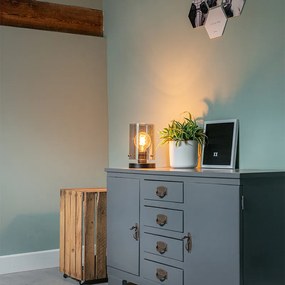 Lampa de masă de design neagră cu sticlă fumurie - Dome