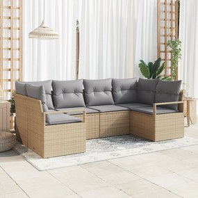 vidaXL Set de canapele pentru grădină 6 pcs Bej Rattan poli