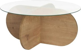 Masuta cafea AERIS, stejar, PAL/sticla, 75x75x35 cm