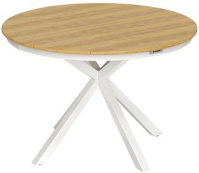 Outsunny Masă de grădină rotundă Ø 118 cm cadru din aluminiu pentru balcon, verandă, terasă, tec | Aosom Romania