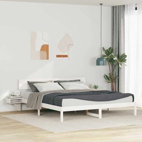 vidaXL Cadru de pat cu mese laterale cu headboard Alb 180 x 200 cm