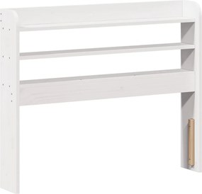 vidaXL Tăblie de pat cu rafturi, alb, 100 cm, lemn masiv de pin