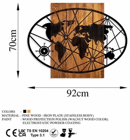 Accesoriu decorativ de perete din lemn World Map 4-L