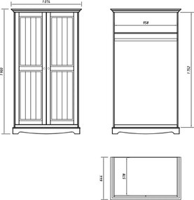 Dulap lemn masiv alb Linea, 108 × 65 × 190 cm