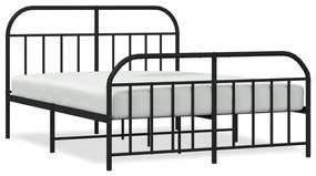 353658 vidaXL Cadru pat metalic cu tăblii de cap/picioare, negru, 183x213 cm