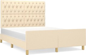vidaXL Cadru de pat fără saltea, crem, 140x200 cm, textil
