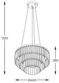 Lustră pe cablu Zuma Line P17127-4 TIFANNY 4xE14/40W/230V negru