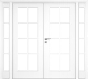 Usa de interior dubla cu pui   luminator lateral - VINTAGE 5.4 Clara, 260-350 mm, Alb, Folie Decor