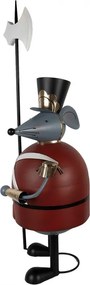 Figurină decorativă șoarece soldat din metal gri, 50x37x127 cm