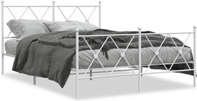 vidaXL Cadru de pat metalic cu tăblie de cap/picioare, alb, 140x190 cm