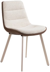 MAZZONI EXPORT IDA Crem și Maro (material Monza 90/Preston 22)/cadru bej - SCAUN TAPIȚAT BOUCLÉ MODERN PENTRU SALON/SUFRAGERIE LOFT