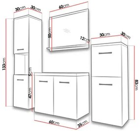 Mobilier baie Megasa I MDF (Alb + Alb) . 1104002