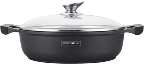 RESIGILAT - Cratiță marmorată cu capac 3L, 26 cm – Royalty Line RL-BR26CM, antiaderentă, ușor de curățat