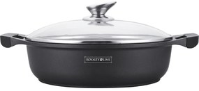 RESIGILAT - Cratiță marmorată cu capac 3L, 26 cm – Royalty Line RL-BR26CM, antiaderentă, ușor de curățat