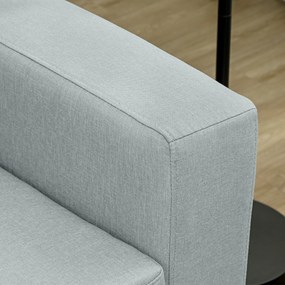 HOMCOM Canapea 2 Locuri, cu Cadru din Lemn Masiv, Piciorușe Metalice, Design Simplu, Hellgrau | Aosom Romania