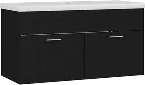 vidaXL Dulap cu chiuvetă încorporată, negru, lemn prelucrat