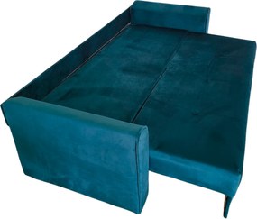 Canapea LILI extensibila, 3 locuri, cu lada de depozitare, catifea turcoaz , 220x95x80 Turcoaz, Catifea