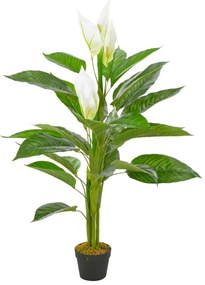 vidaXL Plantă artificială anthurium cu ghiveci, alb, 115 cm