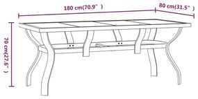 Set mobilier de gradina, gri si negru, 9 piese Gri si negru, Lungime masa 180 cm, 9
