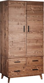Dulap lemn masiv Timeless 3 Sertare 2 Uși Whisky, 100 × 55 × 200 cm